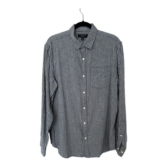 Banana Republic Shirt Long Sleeves Button Up Blue White Gingham Mens Large - Picture 1 of 13